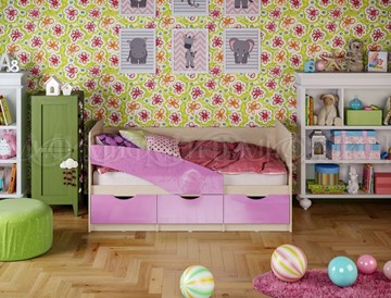 Детская кровать Бабочки 800*1600, Сиреневый глянец в Ульяновске