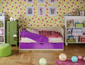Детская кровать Бабочки 800*1600, Фиолетовый глянец в Ульяновске