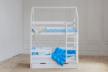 Детская 2-этажная кровать Домик с ящиками, цвет белый в Ульяновске