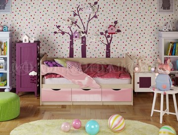 Кровать в детскую Дельфин-1, Розовый глянец 80х160 в Ульяновске