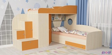 Детская кровать-шкаф Кадет-2, корпус Дуб, фасад Оранжевый в Ульяновске