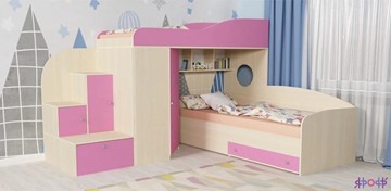Детская кровать-шкаф Кадет-2, корпус Дуб, фасад Розовый в Ульяновске