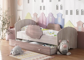 1-спальная детская кровать Тучка с ящиком, корпус Ясень Шимо светлый, фасад Ясень Шимо темный в Ульяновске
