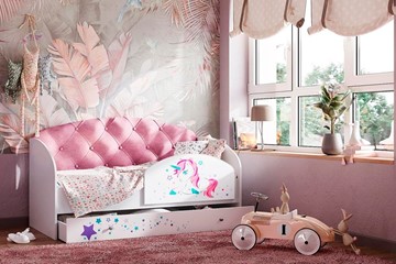 Детская кровать с ящиками Звездочка с бортиком, Розовый в Ульяновске