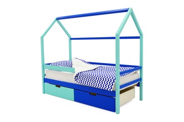 Кровать-домик в детскую Svogen синий-мятный в Ульяновске