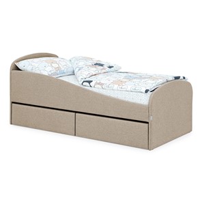 Мягкая кровать с ящиками Letmo 190х80 песочный (рогожка) в Ульяновске