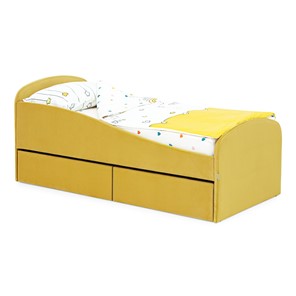 Мягкая кровать с ящиками Letmo 190х80 горчичный (велюр) в Ульяновске