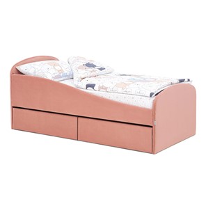 Кровать в детскую с ящиками Letmo 190х80 пудровый (велюр) в Ульяновске