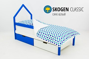 Кровать-домик детская мини Skogen сине-белый в Ульяновске