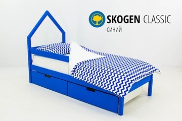 Детская кровать-домик мини Skogen синия в Ульяновске
