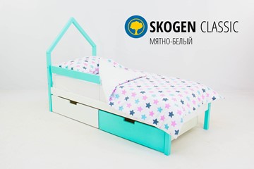 Детская кровать-домик мини Skogen белый-мятный в Ульяновске