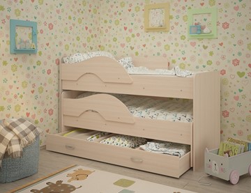Детская кровать для девочки Радуга 1.6 с ящиком, цвет Млечный дуб в Ульяновске
