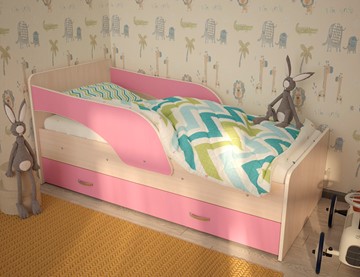 Кровать детская ТМК Максимка, корпус Млечный дуб, фасад Розовый в Ульяновске