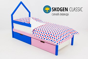 Кровать-домик детская мини Skogen синий-лаванда в Ульяновске