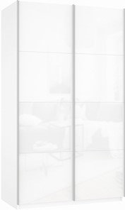 Шкаф 2-дверный Прайм (Белое стекло/Белое стекло) 1200x570x2300, белый снег в Ульяновске