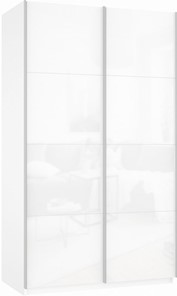 Шкаф 2-створчатый Прайм (Белое стекло/Белое стекло) 1600x570x2300, белый снег в Ульяновске