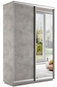 Шкаф 2-дверный Экспресс (ДСП/Зеркало) 1400х600х2200, бетон в Ульяновске