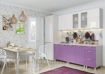 Готовая прямая кухня Модерн, белый глянец/фиолетовый металлик в Ульяновске