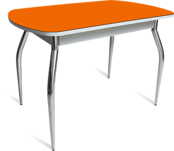 Обеденный раздвижной стол ПГ-07 СТ1 белое/оранжевое/35 хром фигурные гнутые в Ульяновске