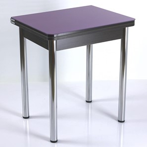 Кухонный пристенный стол СПА-02 СТ2, венге ЛДСП/стекло фиолетовый/39 прямые трубки хром в Ульяновске