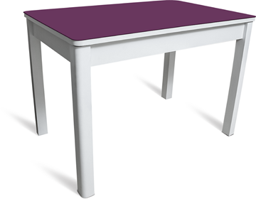 Стол обеденный Айсберг-05 СТ2, белое ЛДСП/фиолетовое стекло/40 массив белый в Ульяновске