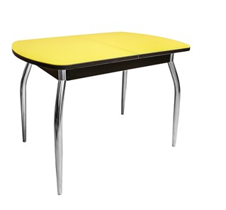 Кухонный раздвижной стол ПГ-02 СТ2, венге/желтое стекло/35 хром гнутые металл в Ульяновске