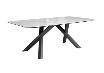 Керамический обеденный стол DikLine KS220 керамика Cloud (белый глянец C11)/опоры черные в Ульяновске