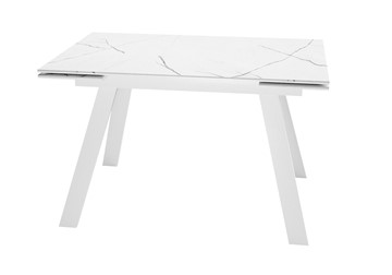 Керамический обеденный стол DikLine DKL140 Керамика Белый мрамор/опоры белые (2 уп.) в Ульяновске