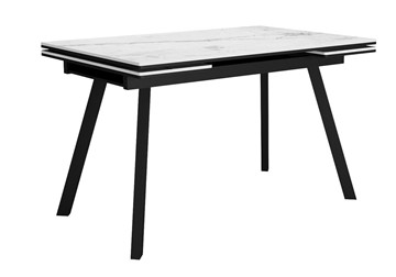 Раздвижной стол DikLine SKA125 Керамика Белый мрамор/подстолье черное/опоры черные (2 уп.) в Ульяновске