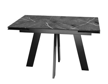 Кухонный раскладной стол SKM 120, керамика черный мрамор/подстолье черное/ножки черные в Ульяновске