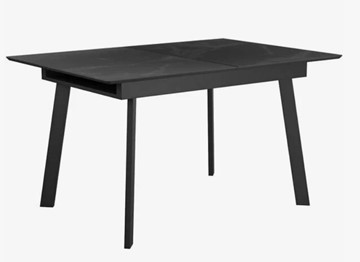 Стеклянный обеденный стол раздвижной  DikLine SFH125 стекло Оптивайт Черный мрамор/подстолье черное в Ульяновске
