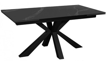 Керамический обеденный стол раздвижной DikLine SFE140 Керамика Черный мрамор/подстолье черное/опоры черные (2 уп.) в Ульяновске