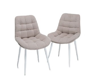 Комплект из 2-х обеденных стульев Комфорт бежевый белые ножки в Ульяновске