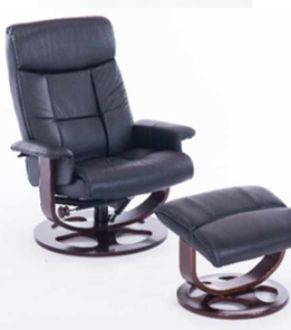 Кресло офисное J6011 для релаксации нат. кожа / дерево, черный в Ульяновске