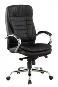 Кресло офисное J 9031-1 нат. кожа /хром, черный в Ульяновске
