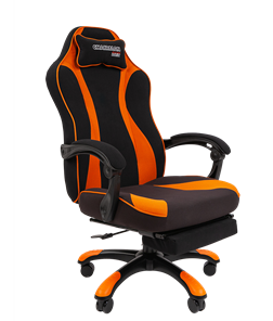 Кресло игровое CHAIRMAN GAME 35 с выдвижной подставкой для ног Ткань черная / Ткань оранжевая в Ульяновске