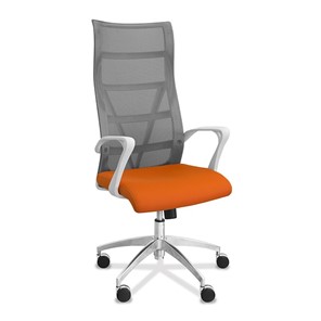 Офисное кресло Топ X белый каркас, сетка/ткань TW / серая/оранжевая в Ульяновске