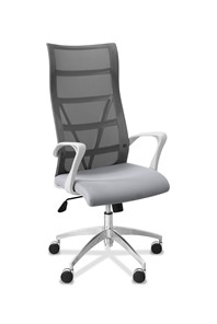 Кресло для руководителя Топ X белый каркас, сетка/ткань TW / серая/ серая в Ульяновске