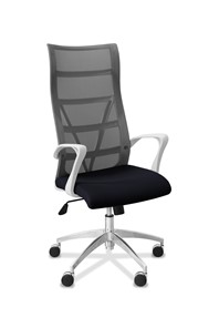 Офисное кресло для руководителя Топ X белый каркас, сетка/ткань TW / серая/черная в Ульяновске