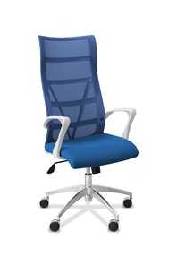 Кресло офисное Топ X белый каркас, сетка/ткань TW / синяя/голубая в Ульяновске