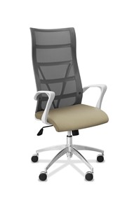 Кресло офисное Топ X белый каркас, сетка/ткань TW / серая/светло-серая в Ульяновске