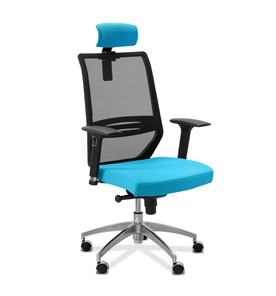 Офисное кресло Aero lux с подголовником, сетка/ткань TW / черная/голубая в Ульяновске