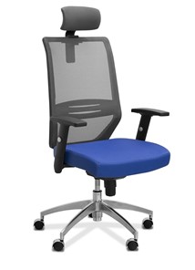 Офисное кресло Aero с подголовником, сетка/ткань TW / черная/ синяя в Ульяновске