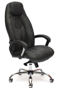 Кресло офисное BOSS Lux, кож/зам, черный/черный перфорированный, арт.9160 в Ульяновске