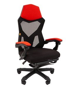 Офисное кресло CHAIRMAN 571 с подставкой для ног , сетчатый акрил / полиэстер черный/красный в Ульяновске