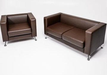 Комплект мебели Альбиони коричневый кожзам  диван 2Д + кресло в Ульяновске