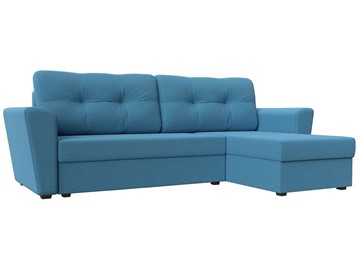 Угловой диван с оттоманкой Амстердам Лайт, Амур голубой (рогожка) в Ульяновске