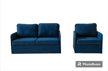 Мебельный набор Brendoss Амира синий диван + кресло в Ульяновске