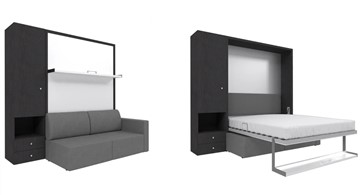Кровать подъемная Кровать-трансформер Smart (ШЛ+КД 1400), шкаф левый, правый подлокотник в Ульяновске