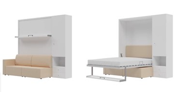 Кровать-шкаф трансформер Кровать-трансформер Smart (ШП+КД 1600), шкаф правый, левый подлокотник в Ульяновске